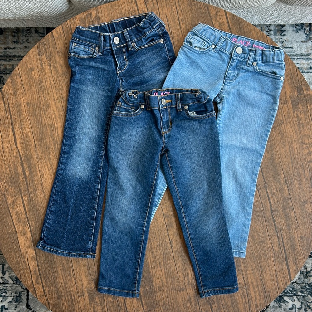 Bundle of Little Girls Size 4 Denim Place and Sonoma Lot of 3 Jeans